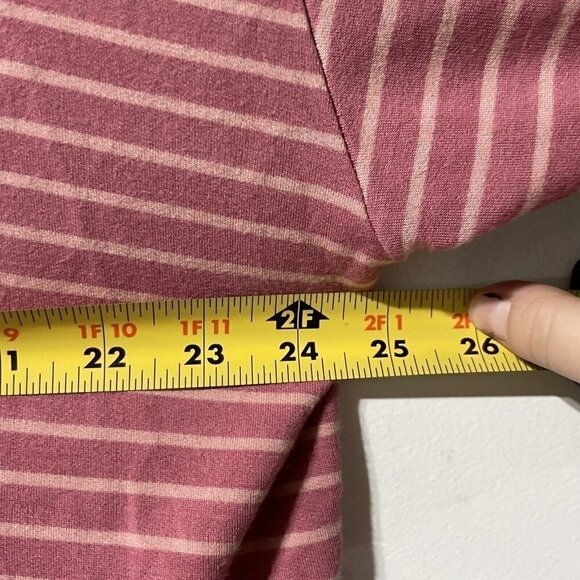 Lou & Grey Signaturesoft Cowl Neck Pink Striped Sweatshirt Size Medium - Picture 7 of 8